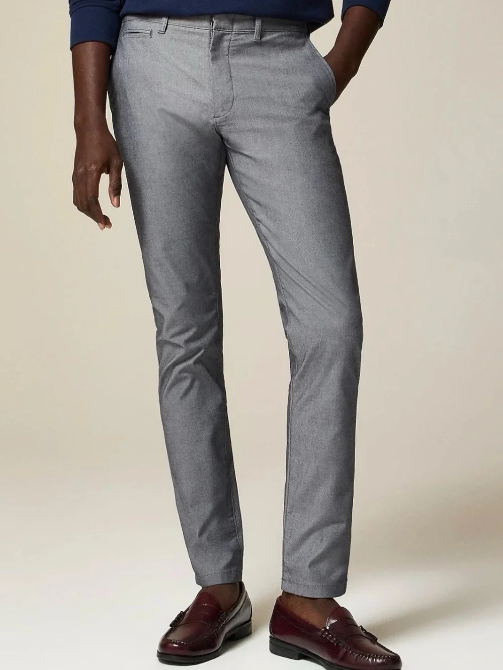$128 J.Crew Men’s 484 Slim-fit tech oxford pants Black White Oxford Size